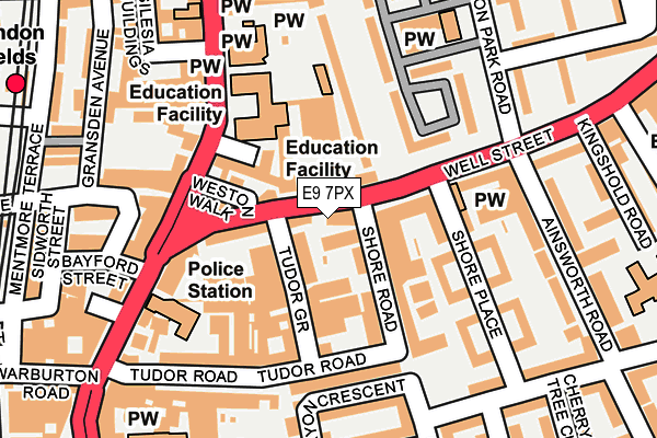 E9 7PX map - OS OpenMap – Local (Ordnance Survey)