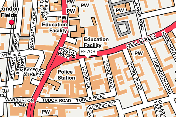 E9 7QH map - OS OpenMap – Local (Ordnance Survey)