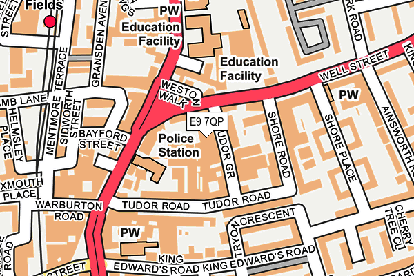 E9 7QP map - OS OpenMap – Local (Ordnance Survey)