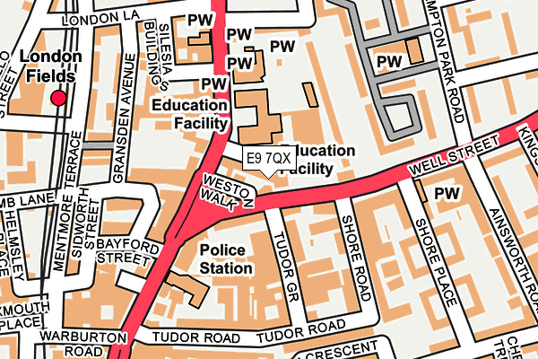 E9 7QX map - OS OpenMap – Local (Ordnance Survey)