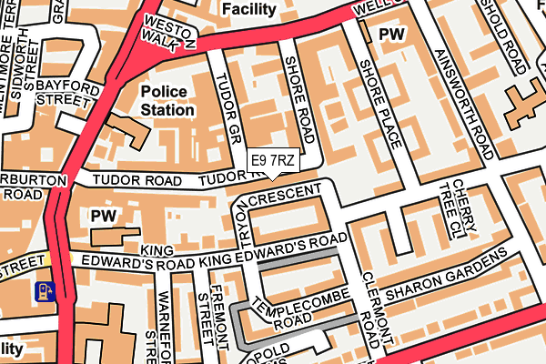 E9 7RZ map - OS OpenMap – Local (Ordnance Survey)