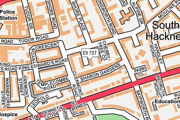 E9 7ST map - OS OpenMap – Local (Ordnance Survey)