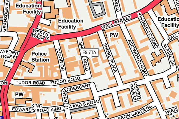E9 7TA map - OS OpenMap – Local (Ordnance Survey)
