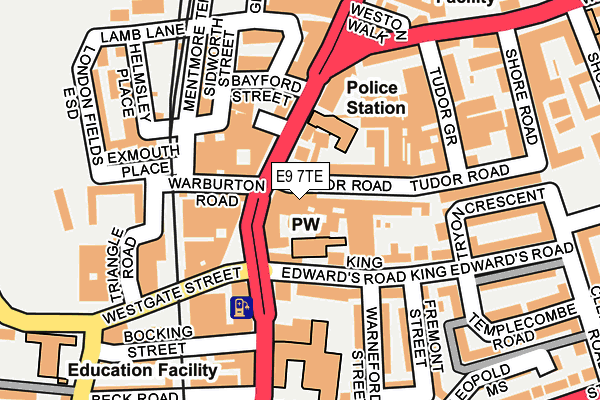 E9 7TE map - OS OpenMap – Local (Ordnance Survey)