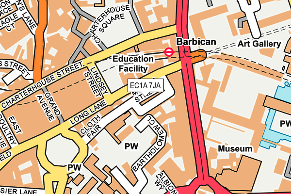 EC1A 7JA map - OS OpenMap – Local (Ordnance Survey)