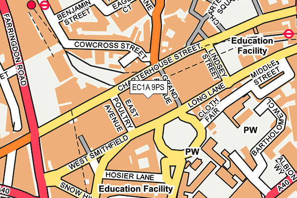 EC1A 9PS map - OS OpenMap – Local (Ordnance Survey)