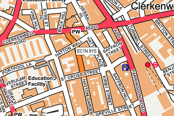 EC1N 8YS map - OS OpenMap – Local (Ordnance Survey)
