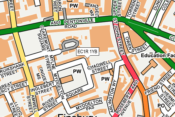 EC1R 1YB map - OS OpenMap – Local (Ordnance Survey)