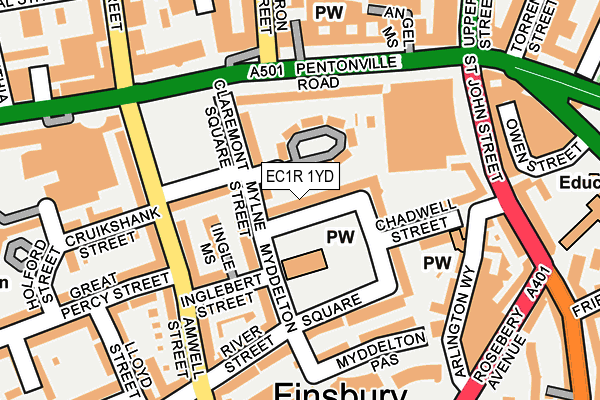 EC1R 1YD map - OS OpenMap – Local (Ordnance Survey)