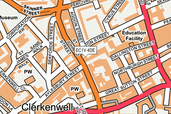 EC1V 4DE map - OS OpenMap – Local (Ordnance Survey)