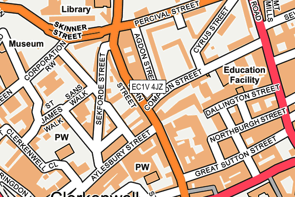 EC1V 4JZ map - OS OpenMap – Local (Ordnance Survey)