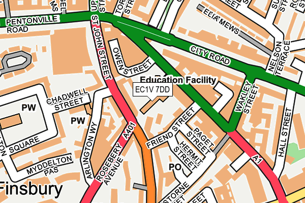 EC1V 7DD map - OS OpenMap – Local (Ordnance Survey)