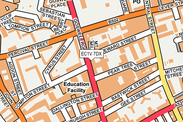 EC1V 7DX map - OS OpenMap – Local (Ordnance Survey)