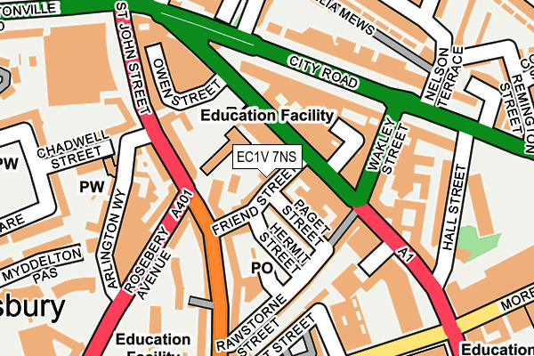 EC1V 7NS map - OS OpenMap – Local (Ordnance Survey)