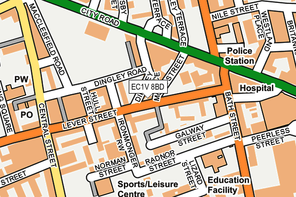 EC1V 8BD map - OS OpenMap – Local (Ordnance Survey)