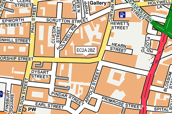EC2A 2BZ map - OS OpenMap – Local (Ordnance Survey)