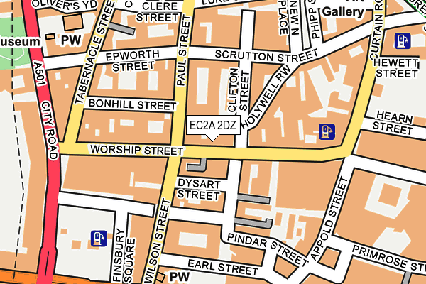 EC2A 2DZ map - OS OpenMap – Local (Ordnance Survey)