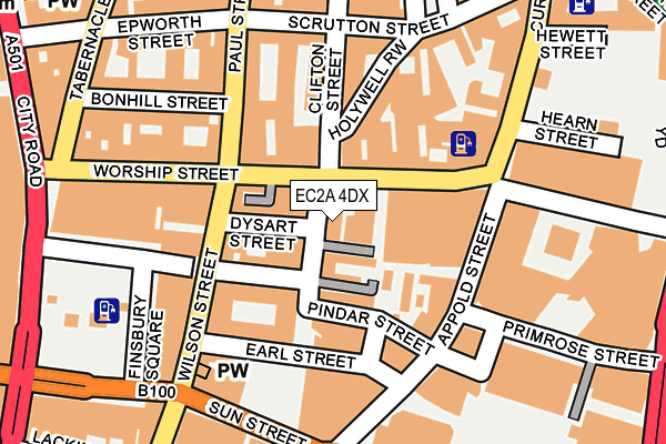EC2A 4DX map - OS OpenMap – Local (Ordnance Survey)