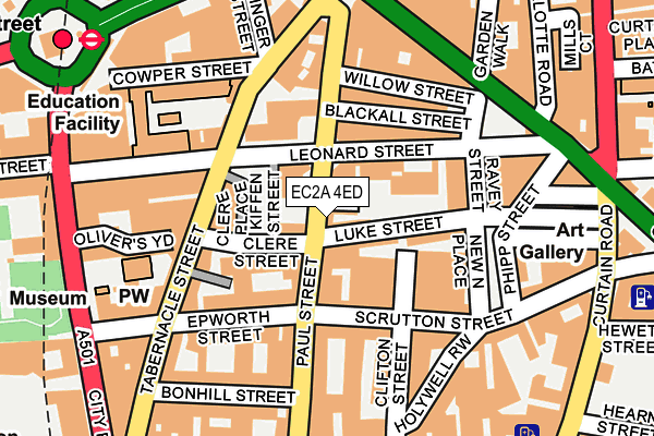 EC2A 4ED map - OS OpenMap – Local (Ordnance Survey)