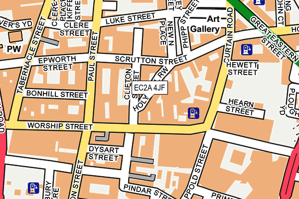 EC2A 4JF map - OS OpenMap – Local (Ordnance Survey)