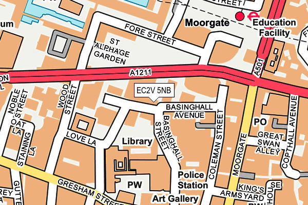 EC2V 5NB map - OS OpenMap – Local (Ordnance Survey)