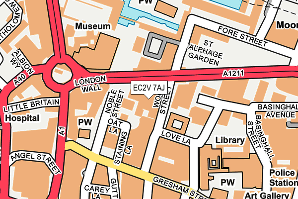 EC2V 7AJ map - OS OpenMap – Local (Ordnance Survey)