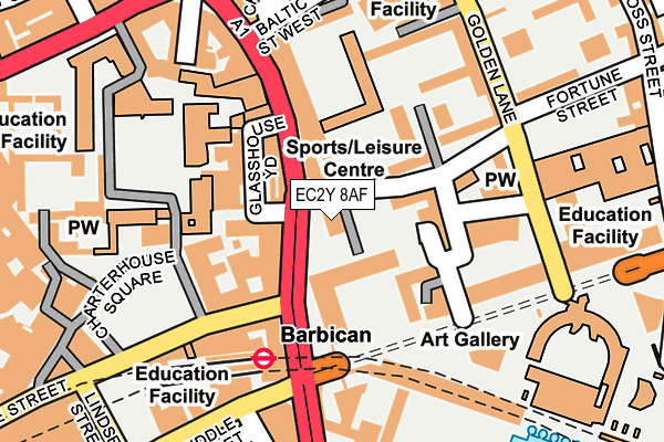 EC2Y 8AF map - OS OpenMap – Local (Ordnance Survey)