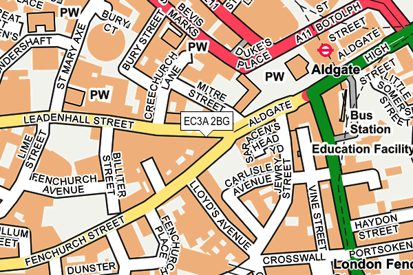 EC3A 2BG map - OS OpenMap – Local (Ordnance Survey)