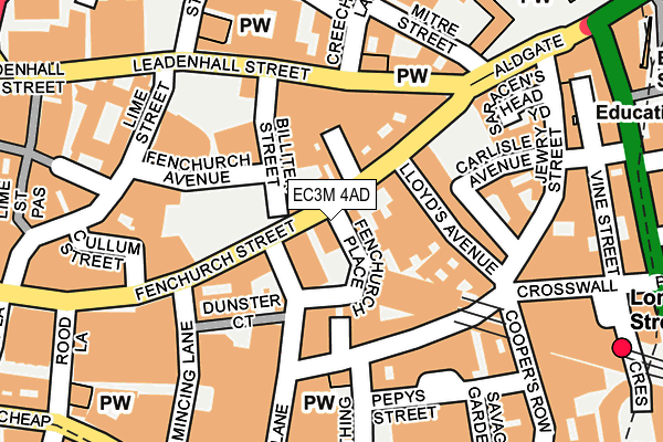 EC3M 4AD map - OS OpenMap – Local (Ordnance Survey)