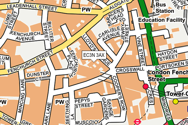 EC3N 3AX map - OS OpenMap – Local (Ordnance Survey)