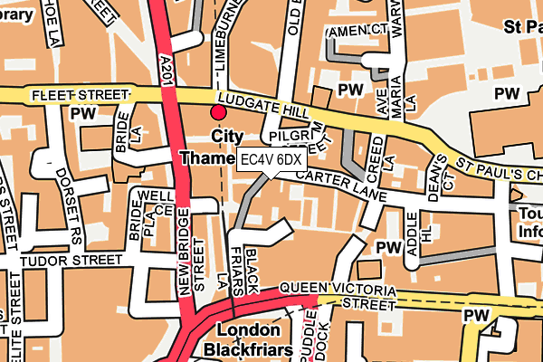 EC4V 6DX map - OS OpenMap – Local (Ordnance Survey)