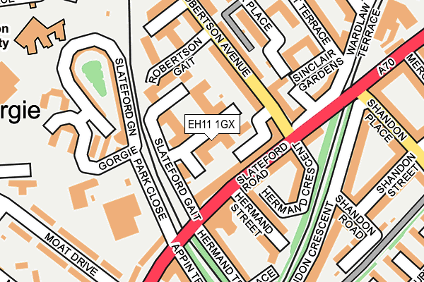 EH11 1GX map - OS OpenMap – Local (Ordnance Survey)