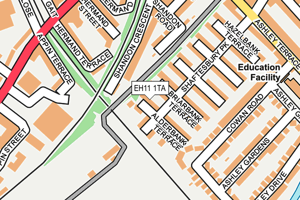 EH11 1TA map - OS OpenMap – Local (Ordnance Survey)