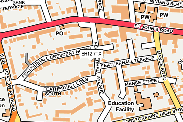 EH12 7TX map - OS OpenMap – Local (Ordnance Survey)