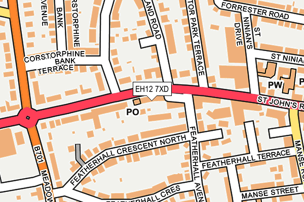 EH12 7XD map - OS OpenMap – Local (Ordnance Survey)