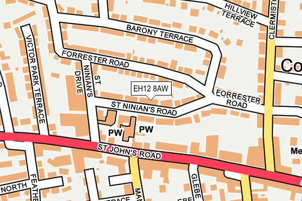 EH12 8AW map - OS OpenMap – Local (Ordnance Survey)