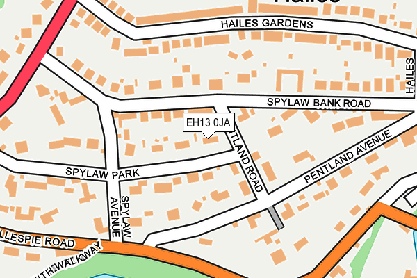 EH13 0JA map - OS OpenMap – Local (Ordnance Survey)