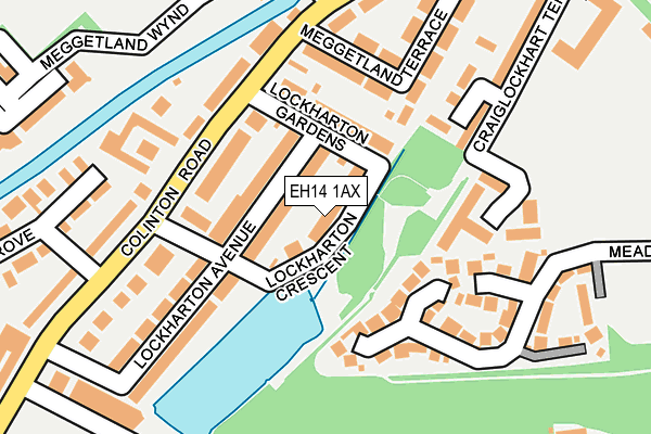 EH14 1AX map - OS OpenMap – Local (Ordnance Survey)
