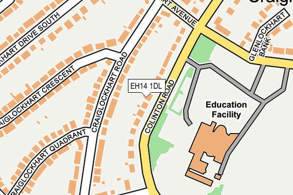 EH14 1DL map - OS OpenMap – Local (Ordnance Survey)