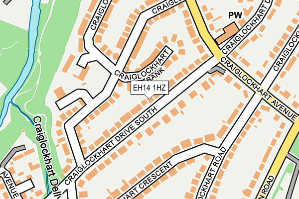 EH14 1HZ map - OS OpenMap – Local (Ordnance Survey)