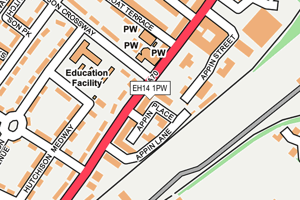 EH14 1PW map - OS OpenMap – Local (Ordnance Survey)