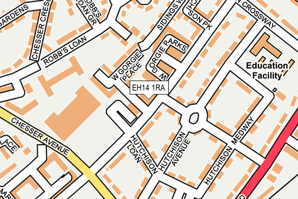 EH14 1RA map - OS OpenMap – Local (Ordnance Survey)