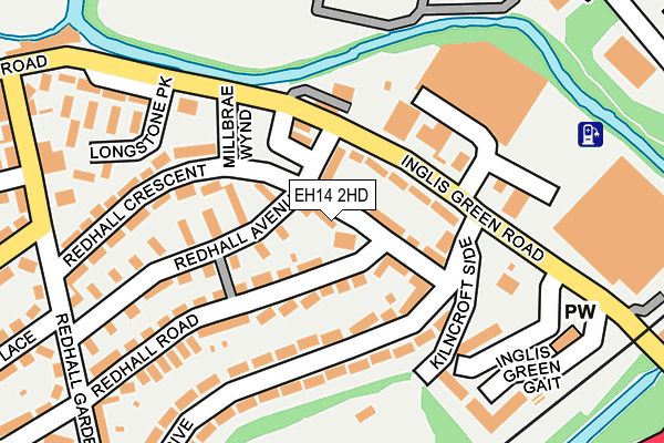 EH14 2HD map - OS OpenMap – Local (Ordnance Survey)