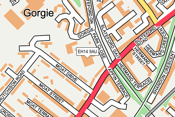 EH14 9AU map - OS OpenMap – Local (Ordnance Survey)
