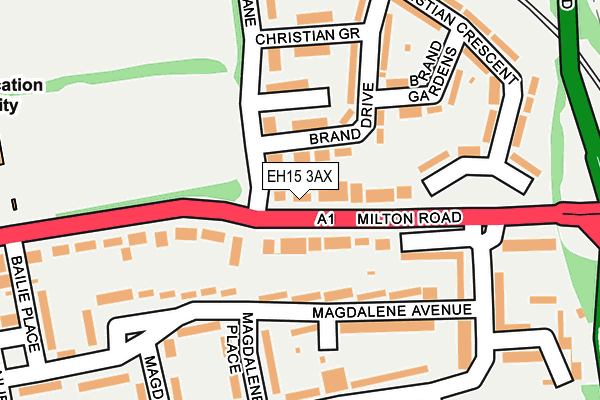 EH15 3AX map - OS OpenMap – Local (Ordnance Survey)