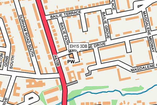 EH15 3DB map - OS OpenMap – Local (Ordnance Survey)