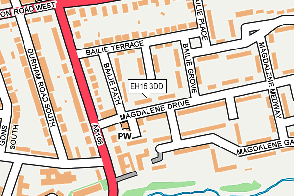 EH15 3DD map - OS OpenMap – Local (Ordnance Survey)