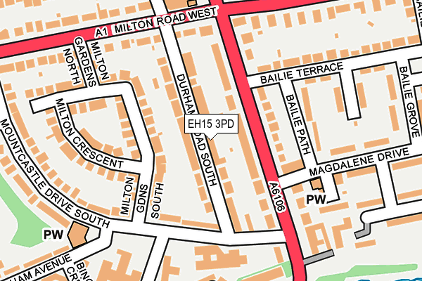 EH15 3PD map - OS OpenMap – Local (Ordnance Survey)