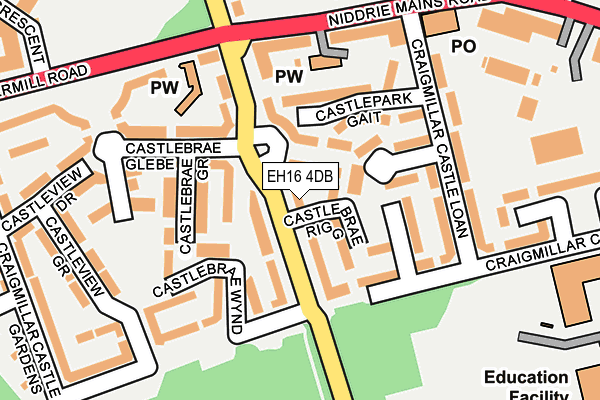 EH16 4DB map - OS OpenMap – Local (Ordnance Survey)