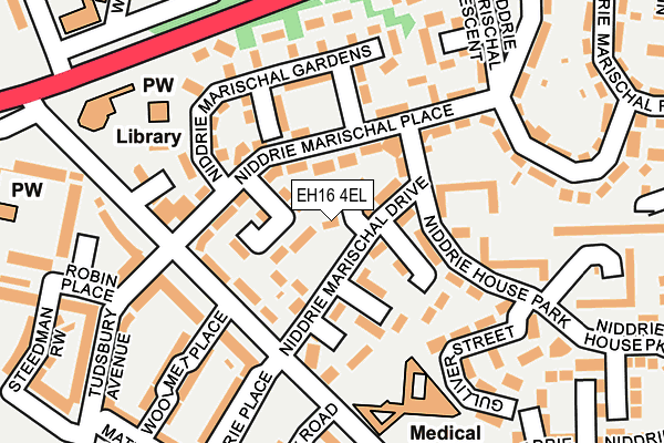 EH16 4EL map - OS OpenMap – Local (Ordnance Survey)